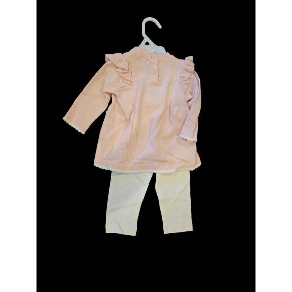 Laura Ashley Baby 2 Piece Light Pink Sweater And White Leggings Set 12 Mo. (D47) - Picture 3 of 9